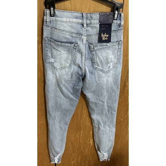 Indigo Rein Light Blue Curvy Fit High Rise Crop Jeans Waist 23 - Picture 2 of 6